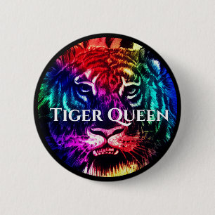 Your Custom Text Rainbow Exotic Tiger Queen Jungle 6 Cm Round Badge