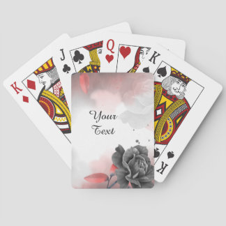 Your Custom Text - Rose on Red Personalised Playing Cards