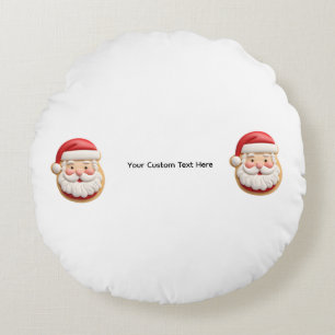 Your Custom Text Santa Cookie Christmas Round Cushion