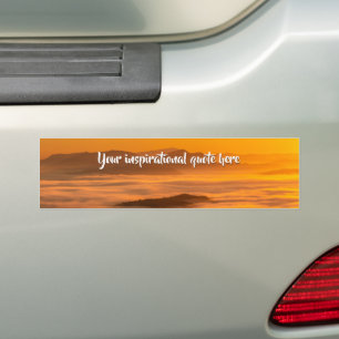 Your custom text sunrise above foggy landscape bumper sticker