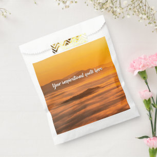 Your custom text sunrise above foggy landscape favour bag