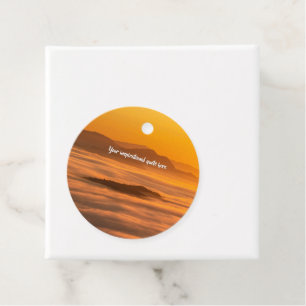 Your custom text sunrise above foggy landscape favour tags