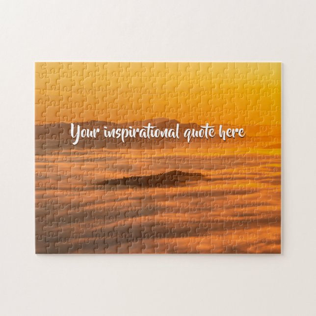 Your custom text sunrise above foggy landscape jigsaw puzzle (Horizontal)