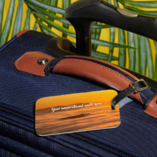 Your custom text sunrise above foggy landscape luggage tag
