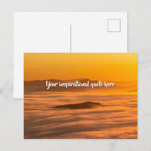 Your custom text sunrise above foggy landscape postcard