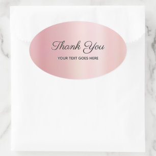 Your Custom Text Thank You Elegant Glam Rose Gold Oval Sticker