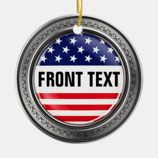 Your custom USA Button Ceramic Ornament