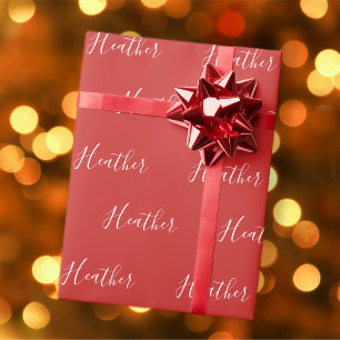 Your Custom White Script on Red #2 Wrapping Paper