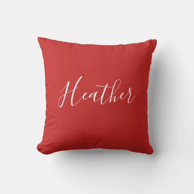Your Custom White Script on Red Cushion (Front)
