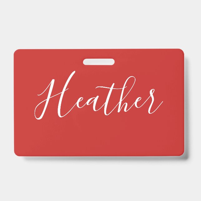 Your Custom White Script on Red ID Badge (Front)