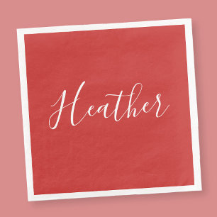 Your Custom White Script on Red Napkin
