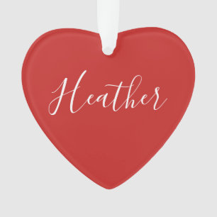 Your Custom White Script on Red Ornament