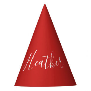 Your Custom White Script on Red Party Hat