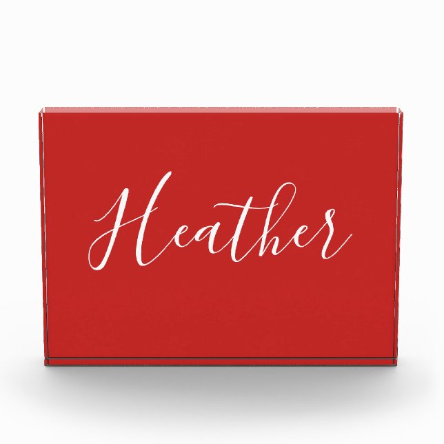 Your Custom White Script on Red Photo Block (Front)