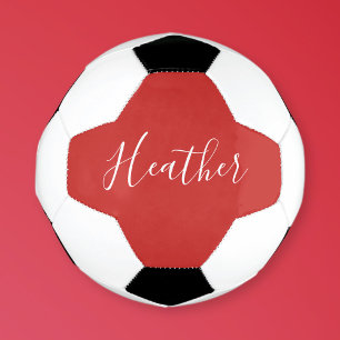Your Custom White Script on Red Soccer Ball