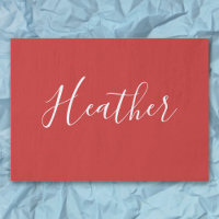 Your Custom White Script on Red