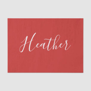 Your Custom White Script on Red Tissue Paper