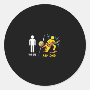 Your Dad Vs My Dad – Funny Guitar Stick Figure Classic Round Sticker