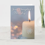 Your Daughters Birthday Remembrance with Candle Card<br><div class="desc">A lit candle with silver floral accents and bokeh lights in the background is used to remember someone's daughter on her birthday. Let friends know how much their daughter has meant to you and others with this birthday remembrance paper greeting card. Special original verse written inside. Art, image, and verse...</div>