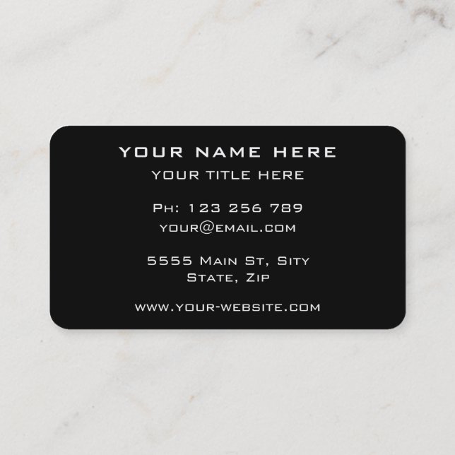 Your Design Black Business Card Example with Logo (Back)