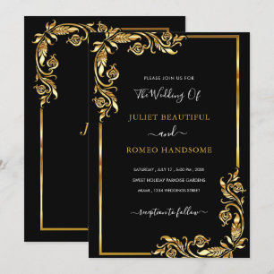 Your Design Black Gold Wedding Invitation Example