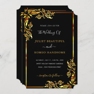 Your Design Black Gold Wedding Invitation Template