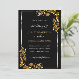 Your Design Black Gold Wedding Invitation Template
