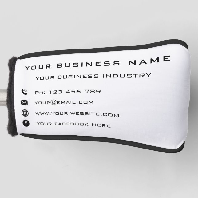 Your Design Business Info Golf Head Cover Example (Front)