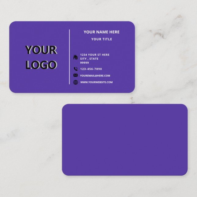 Your Design Custom Colour Business Card Template (Front/Back)