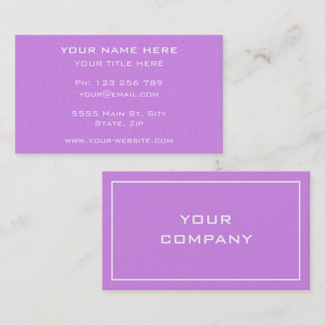 Your Design Custom Colour Business Card Template (Front/Back)