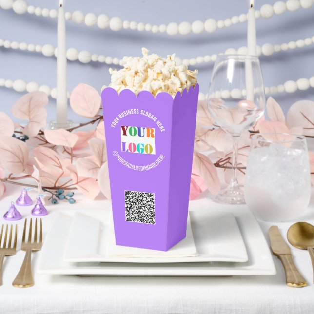 Your Design Logo Popcorn Box Example with QR Code (Wedding)