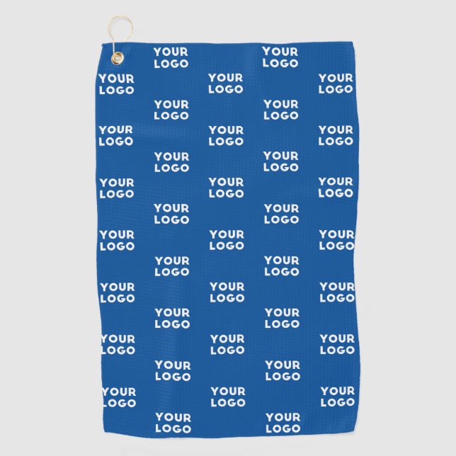 Your Design or Business Logo | Blue Tiled Pattern Golf Towel (Front)