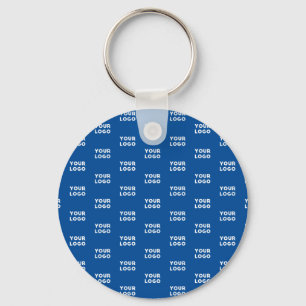 Your Design or Business Logo   Blue Tiled Pattern Key Ring