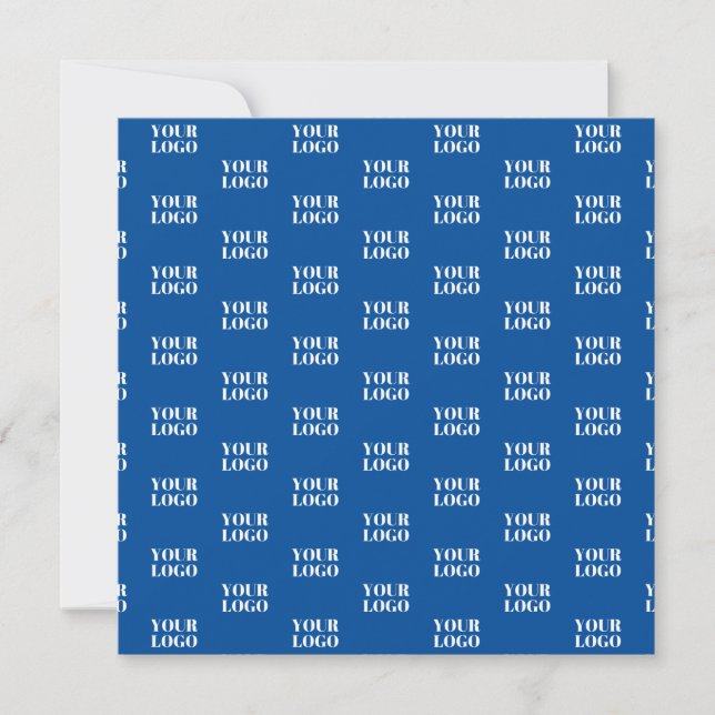 Your Design or Business Logo | Blue Tiled Pattern Thank You Card (Front)