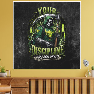 Your Discipline or Lack of It Green Grunge Reaper Canvas Print