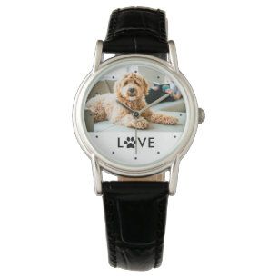 Your Dog or Cat Photo   Love with Paw Print Watch