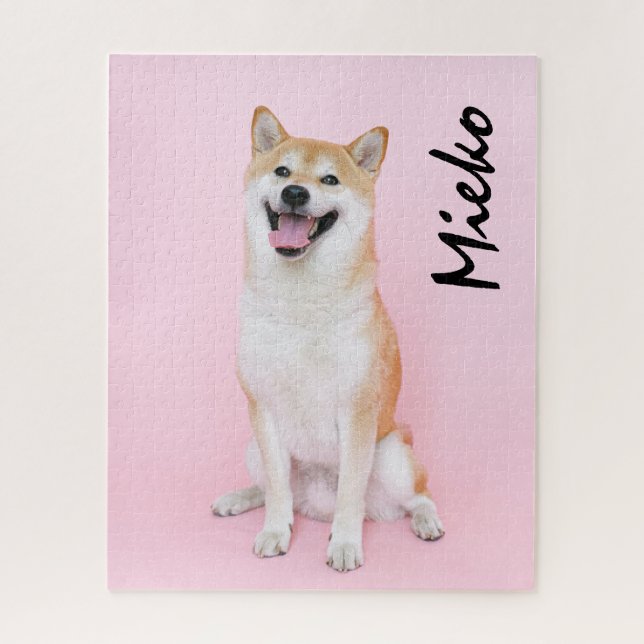 Your Dog Pet Photo Personalised Name Shibu Inu Jigsaw Puzzle (Vertical)