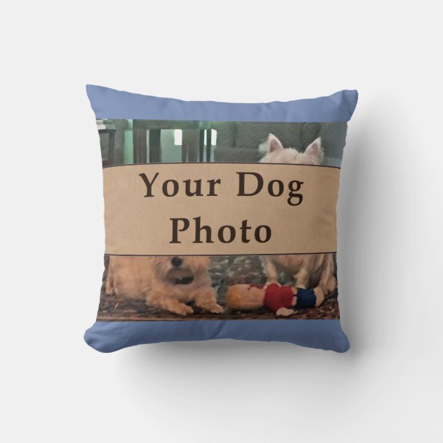 Your Dog Photo Pillow, Your Colours, Text, Picture Cushion (Front)