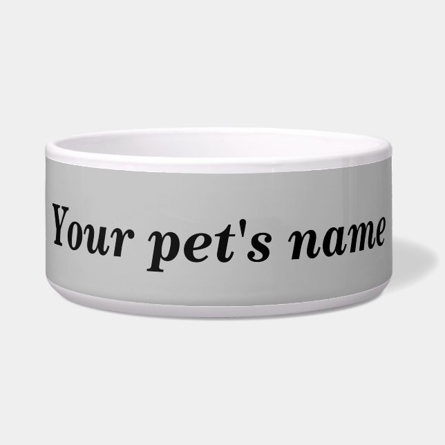Your Dog’s Name With Gray Background on Pet Bowl (Front)