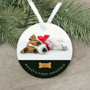 Your Dog's First Christmas   Charcoal with Photos Ornament