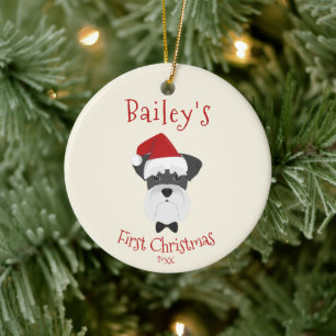 Your Dog's First Christmas - Cute Schnauzer Ceramic Ornament