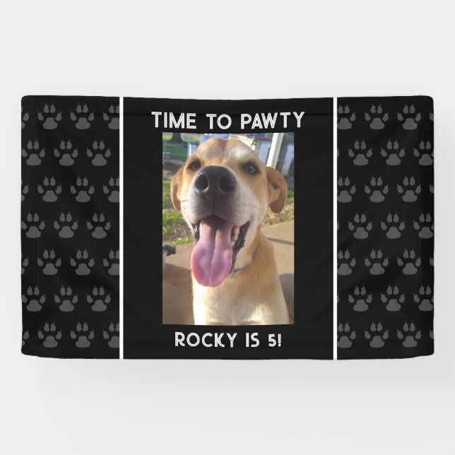 Your Dogs Photo Birthday Party Personalised Banner (Horizontal)