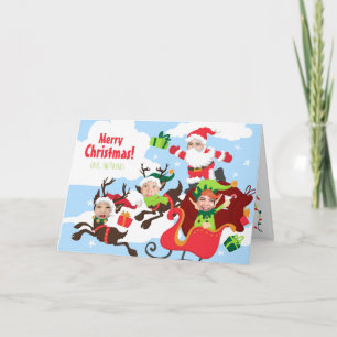 Your Face Here! Family of 4 Funny Christmas Card