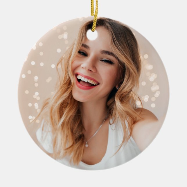 Your face on a birthday ceramic ornament (Front)