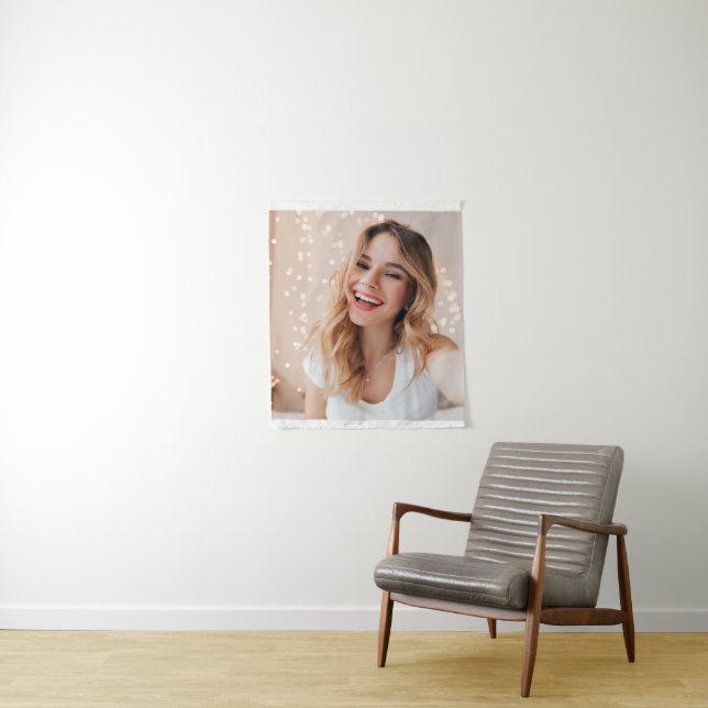 Your face on a birthday personalised tapestry (In Situ)