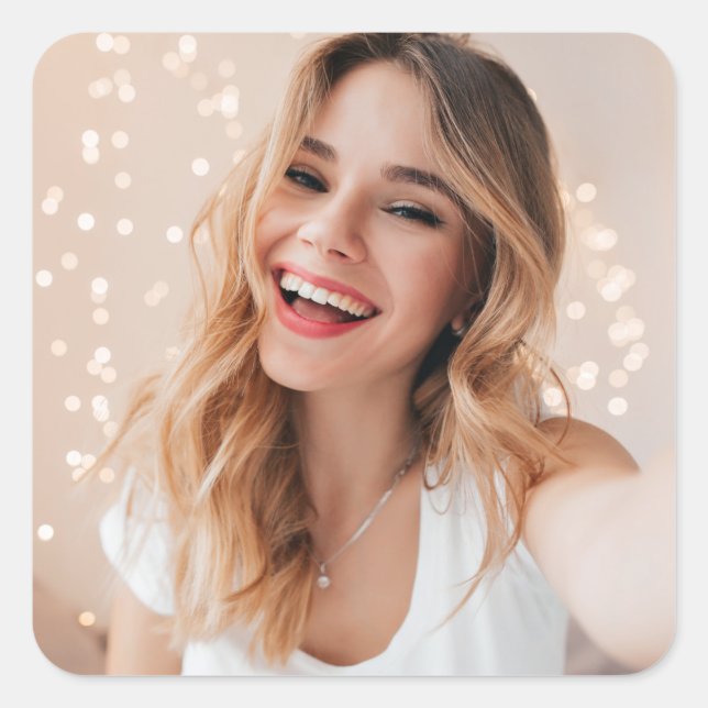 Your face on a birthday square sticker (Front)