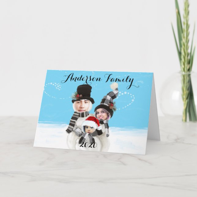 Your family as holiday snowmen card (Front)