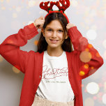 Your Family Christmas Modern Script Family Name T-Shirt<br><div class="desc">Modern,  minimalist Christmas calligraphy design with your family name for those matching family photos! Simple yet classic stylish in red and green,  this cute shirt makes for festive family flair! Rock the holidays in our personalised t-shirt with modern script. Unwrap the joy! 🎄👨‍👩‍👧‍👦 #ChristmasStyle #FamilyLove #FestiveFamily</div>