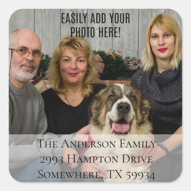 Your Family Christmas Photo Square Sticker (Front)