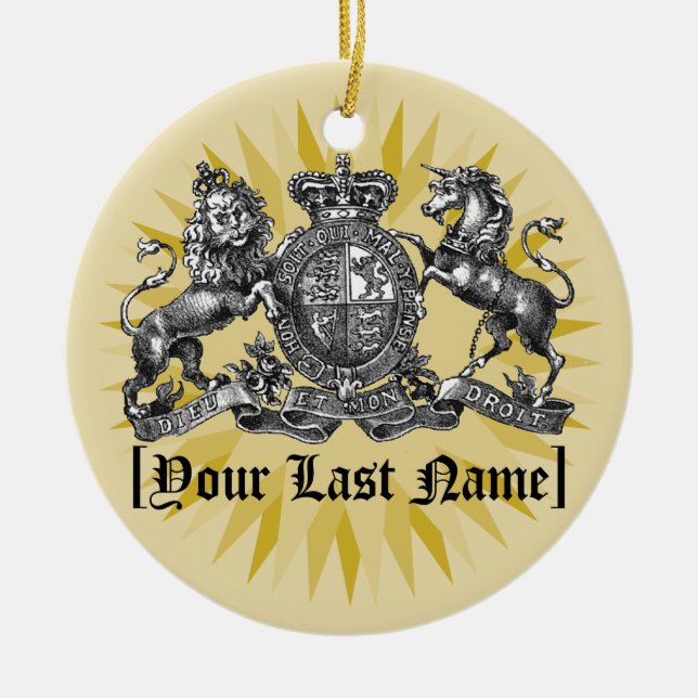 Your Family Crest with name Holiday Ornament (Front)